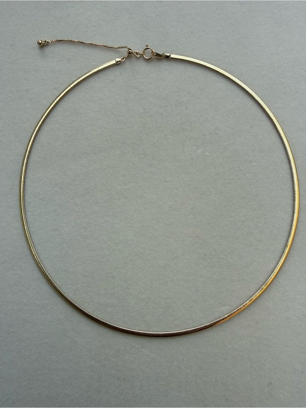 18K Solid Yellow Gold 2mm Omega Chain 15.75 inch + 2 inches adjustable length